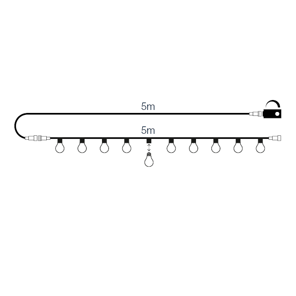 Cosy ljusslinga Start – 12 V Plug & Play med transformator och dimmer