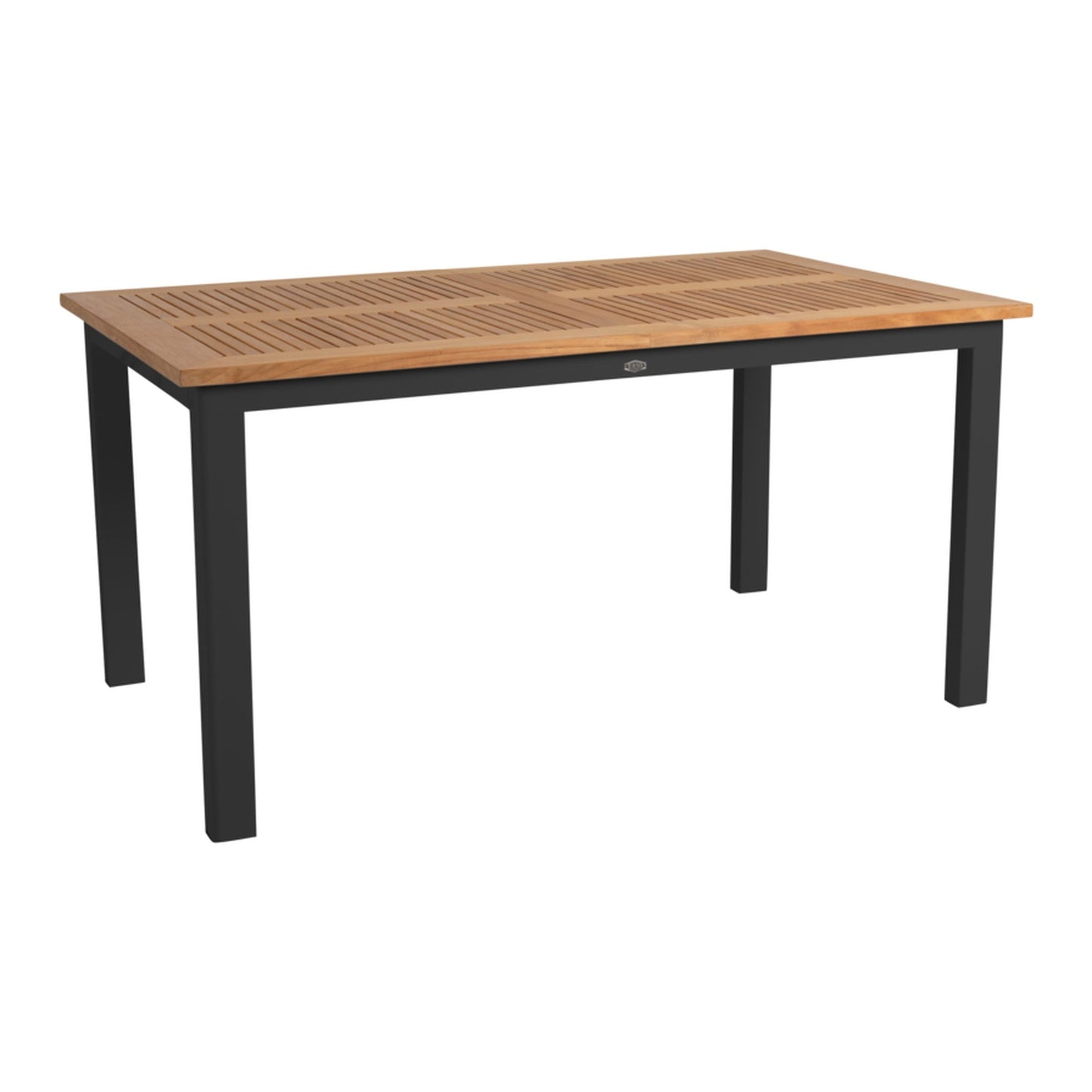 Brafab Lyon förlängningsbart matbord i teak med svart underrede, 152/210×92 cm – skyltexemplar hos Barkåkra Trädgårdsmöbler