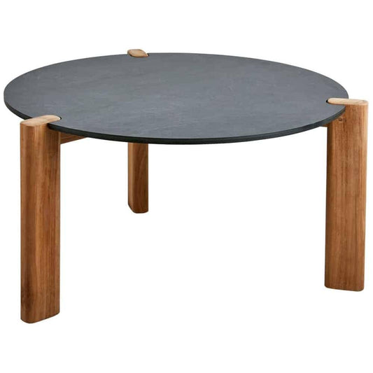 Domino soffbord - Antracit/teak Ø70 cm