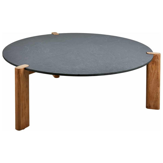 Domino soffbord - Antracit/Teak Ø90 cm