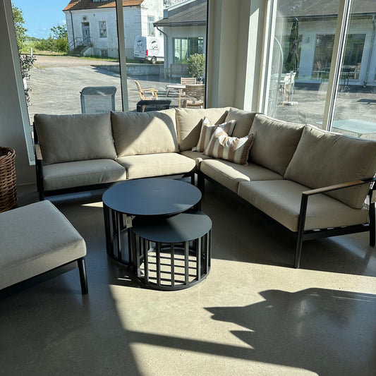 Bridge hörnsoffa inkl. mittdel - Mörkgrå/Svart/Beige 240x240 cm