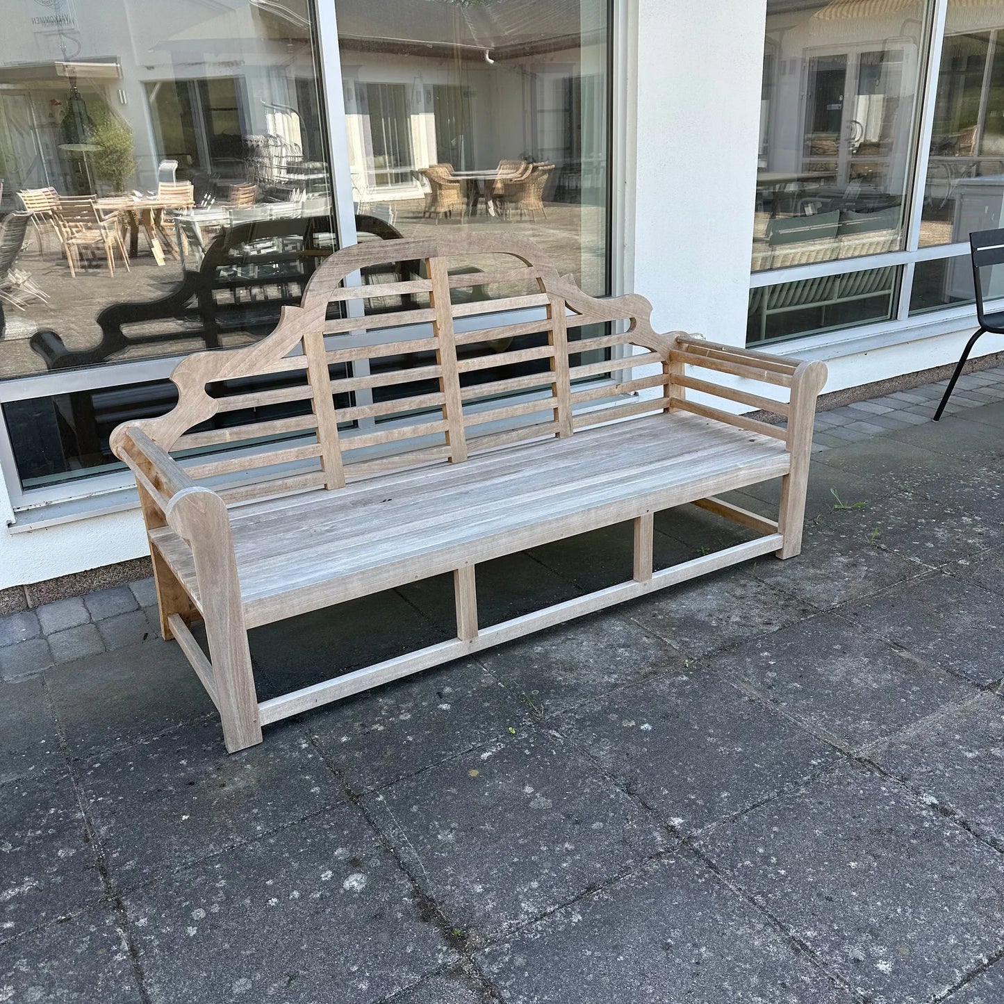 Parksoffa teak svängd - 200 cm Obehandlad teak