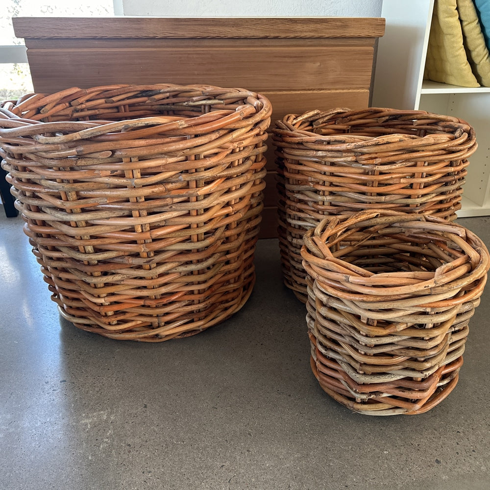 Rottingkorg rund 3-pack natur – stor, mellan och liten korg i tjock naturrotting