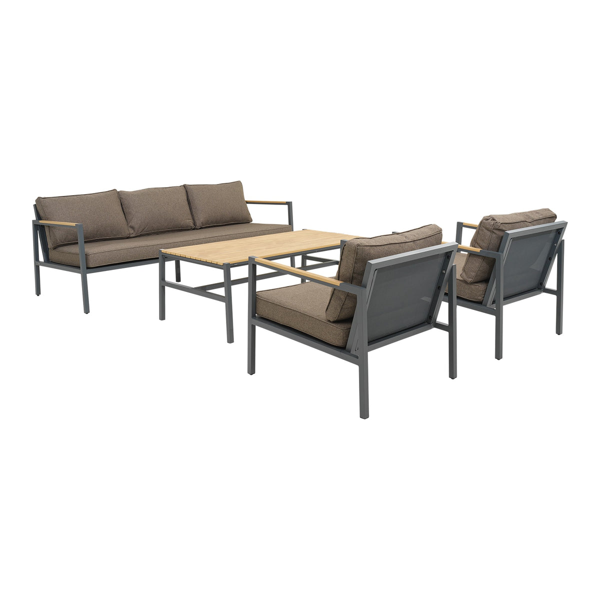 CAP Low 3-sits soffgrupp med bord – Antracit/Brun