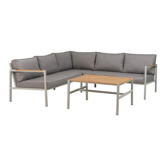 CAP hörnsoffa med bord – Light Grey/Grå