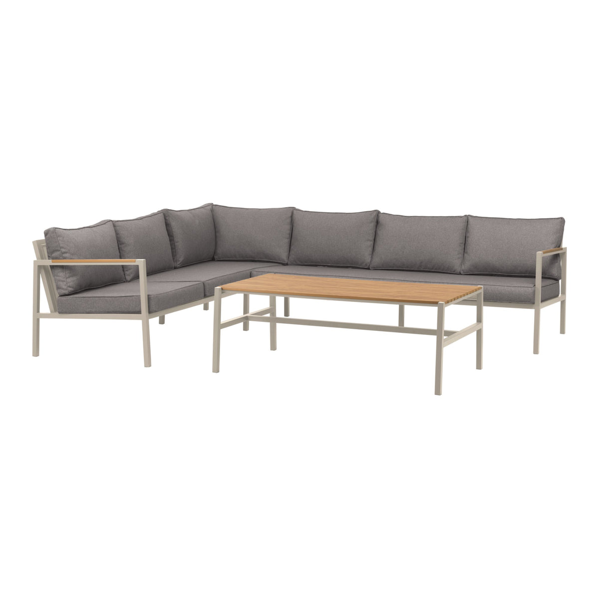 CAP hörnsoffa med bord – Large Light Grey/Grå