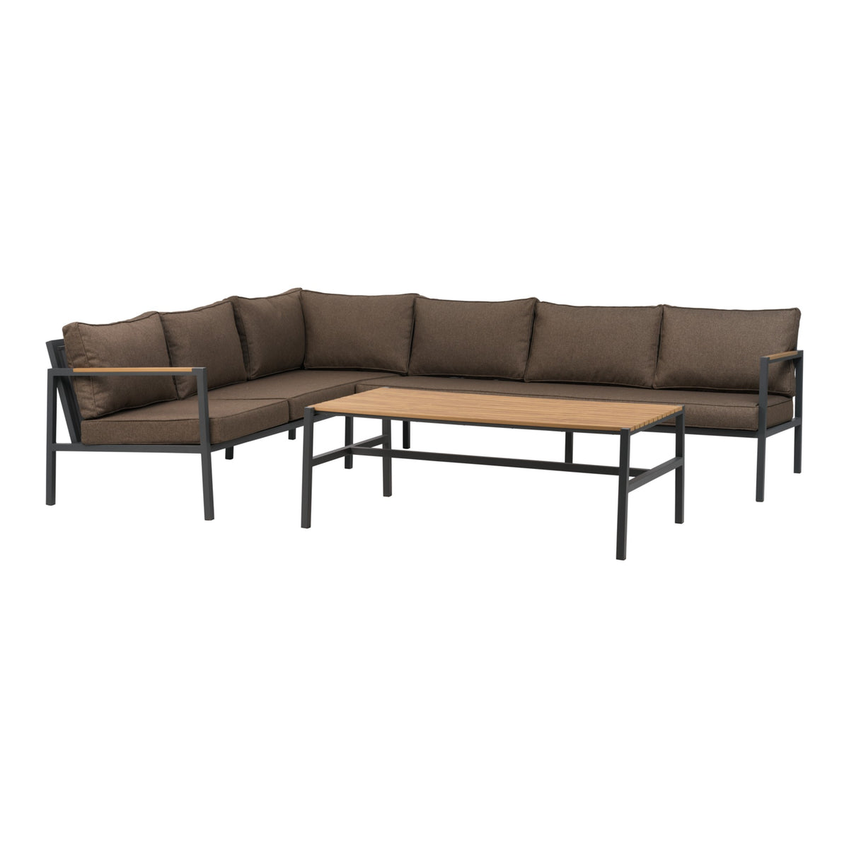 CAP hörnsoffa med bord – Large Antracit/Brun