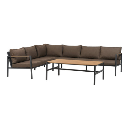 CAP hörnsoffa med bord – Large Antracit/Brun