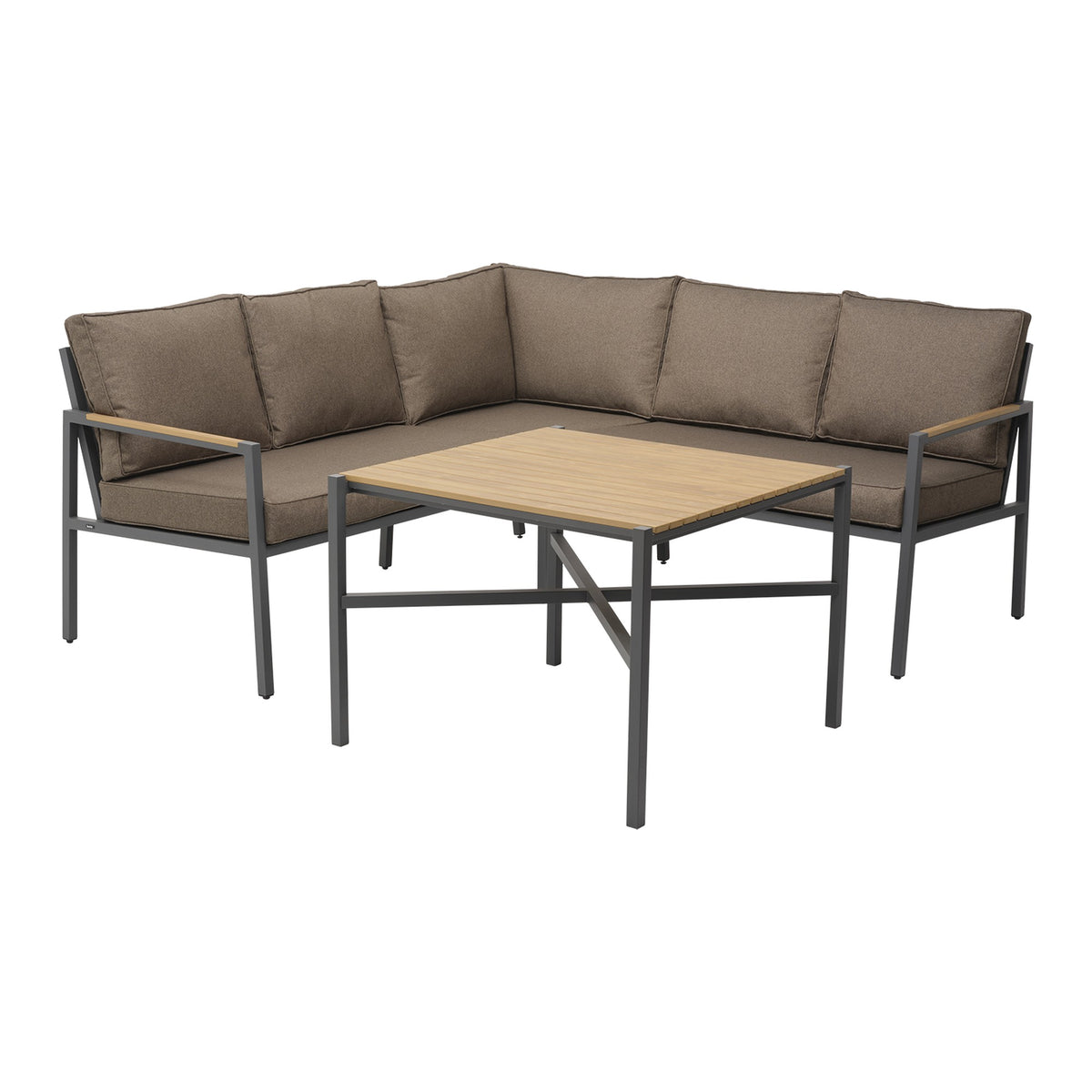 CAP High hörnsoffa med bord – Small Antracit/Brun