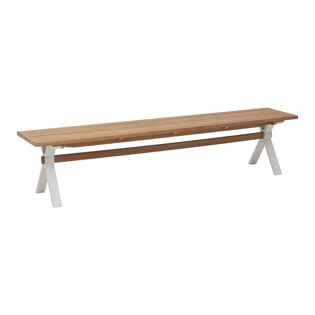 Mark bänk – Pearl White/Teak