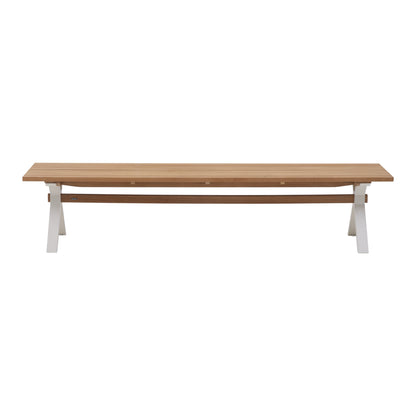 Mark bänk – Pearl White/Teak