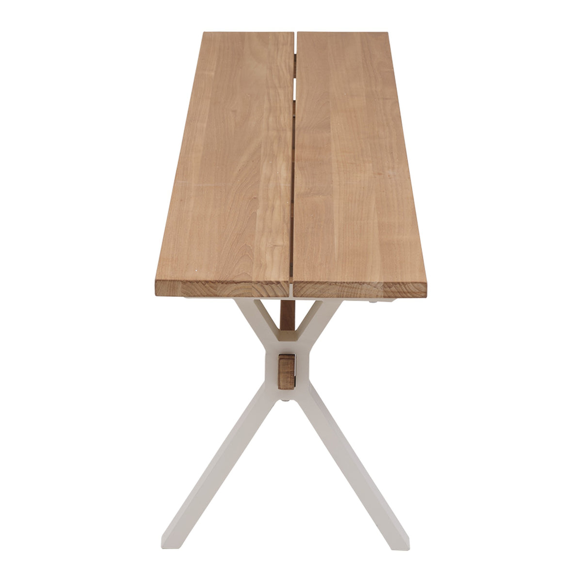 Mark bänk – Pearl White/Teak