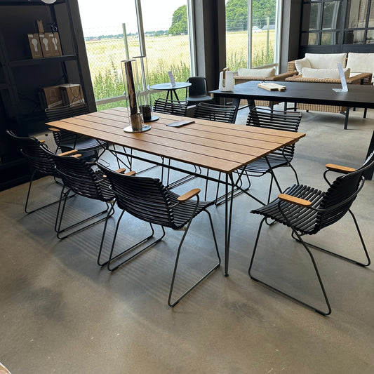 Skyltex: Sketch matbord 220×90 cm + 8 st Click karmstol – Svart/Grå