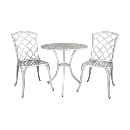 Arras caféset – Ofärgad Ø70 cm + 2 stolar