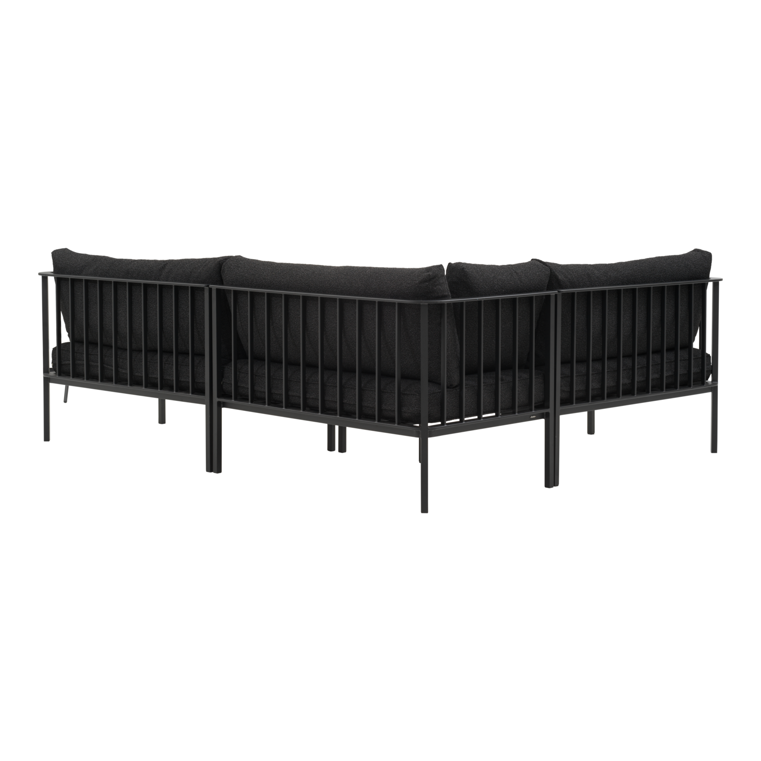 Upper hörnsoffa Svart/Teddy Black sedd från sidan