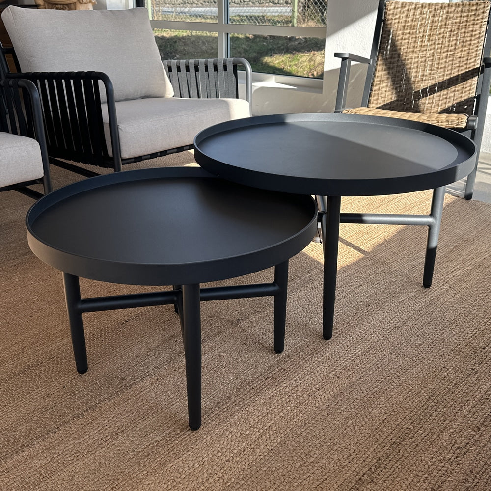 DuoTray soffbordsset svart Ø76 och Ø61 cm