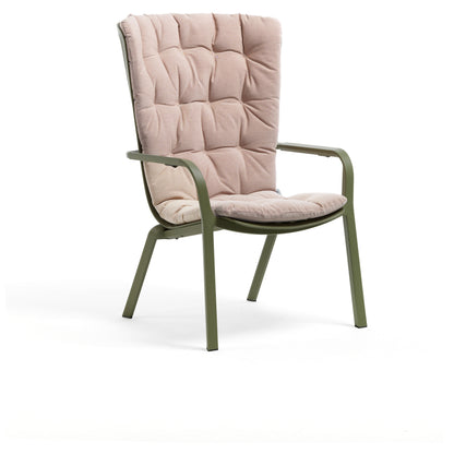 Folio Comfort Dyna i Rosa Quarzo Sunbrella på Folio Loungefåtölj i Agave