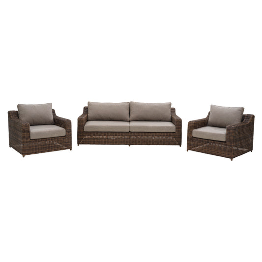 Glendon soffgrupp Dark Brown/Soft Moose – 2,5-sits soffa och 2 fåtöljer