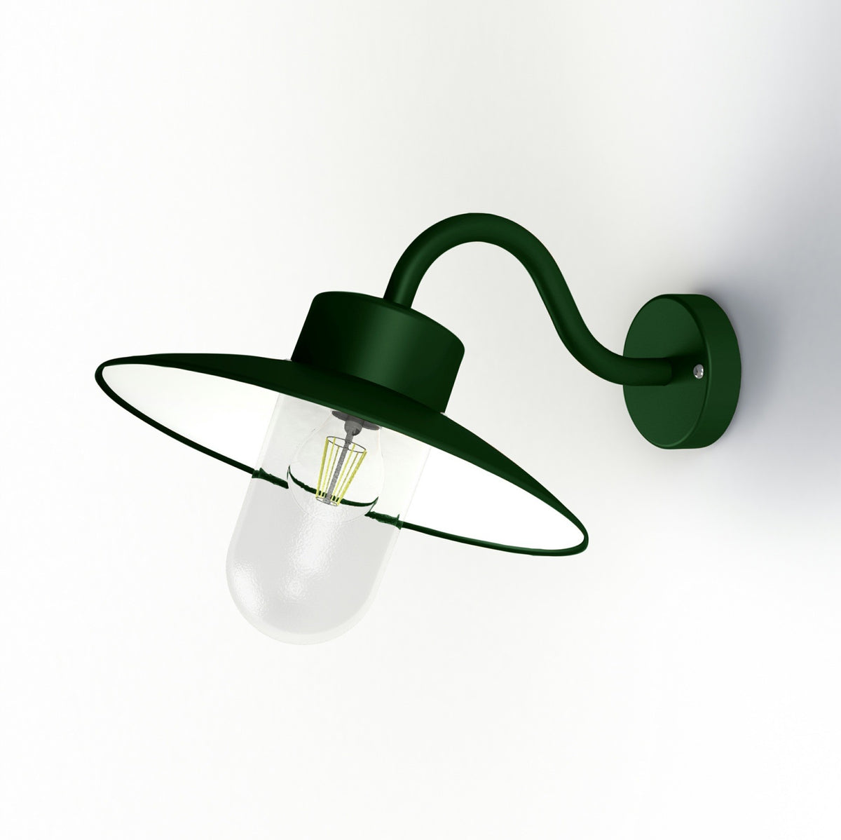Roger Pradier Belcour vägglampa N°1, engelsk grön, klart glas
