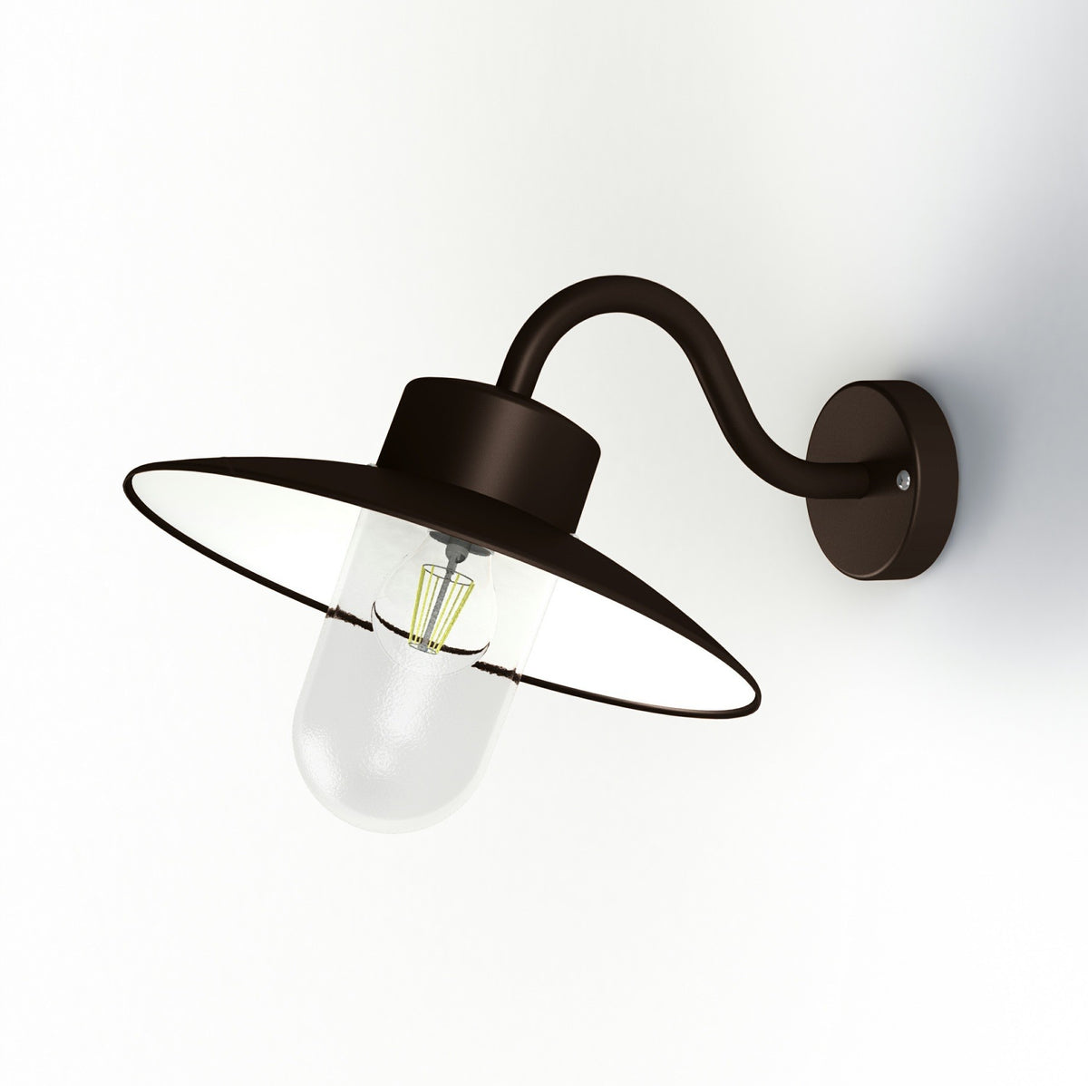 Roger Pradier Belcour vägglampa N°1, antikbrun, klart glas
