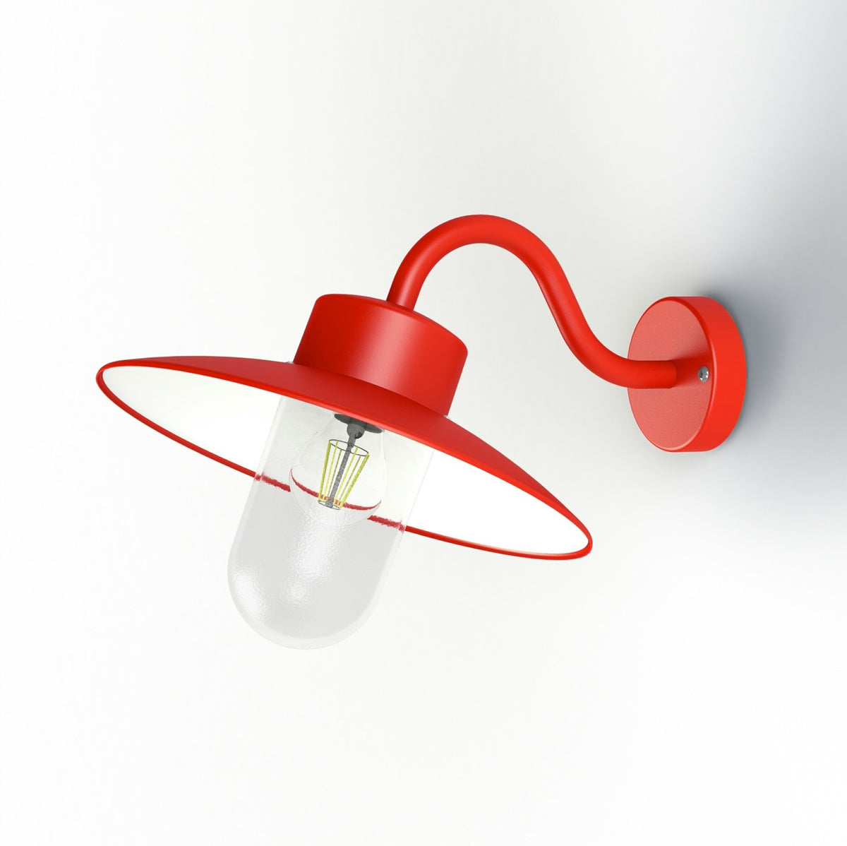 Roger Pradier Belcour vägglampa N°1, trafikröd, klart glas