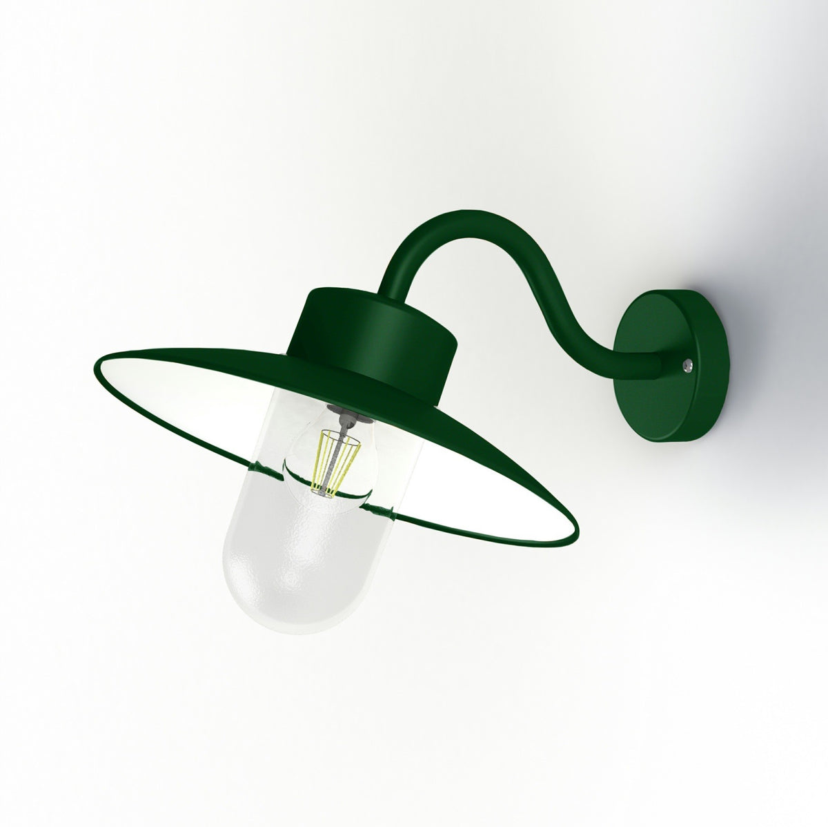 Roger Pradier Belcour vägglampa N°1, grangrön, klart glas