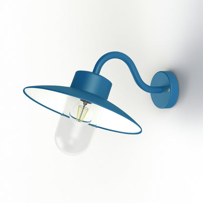 Roger Pradier Belcour vägglampa N°1, matt azurblå, klart glas