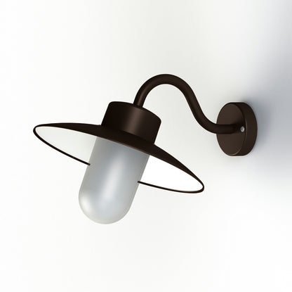 Roger Pradier Belcour vägglampa N°1, antikbrun, frostat glas