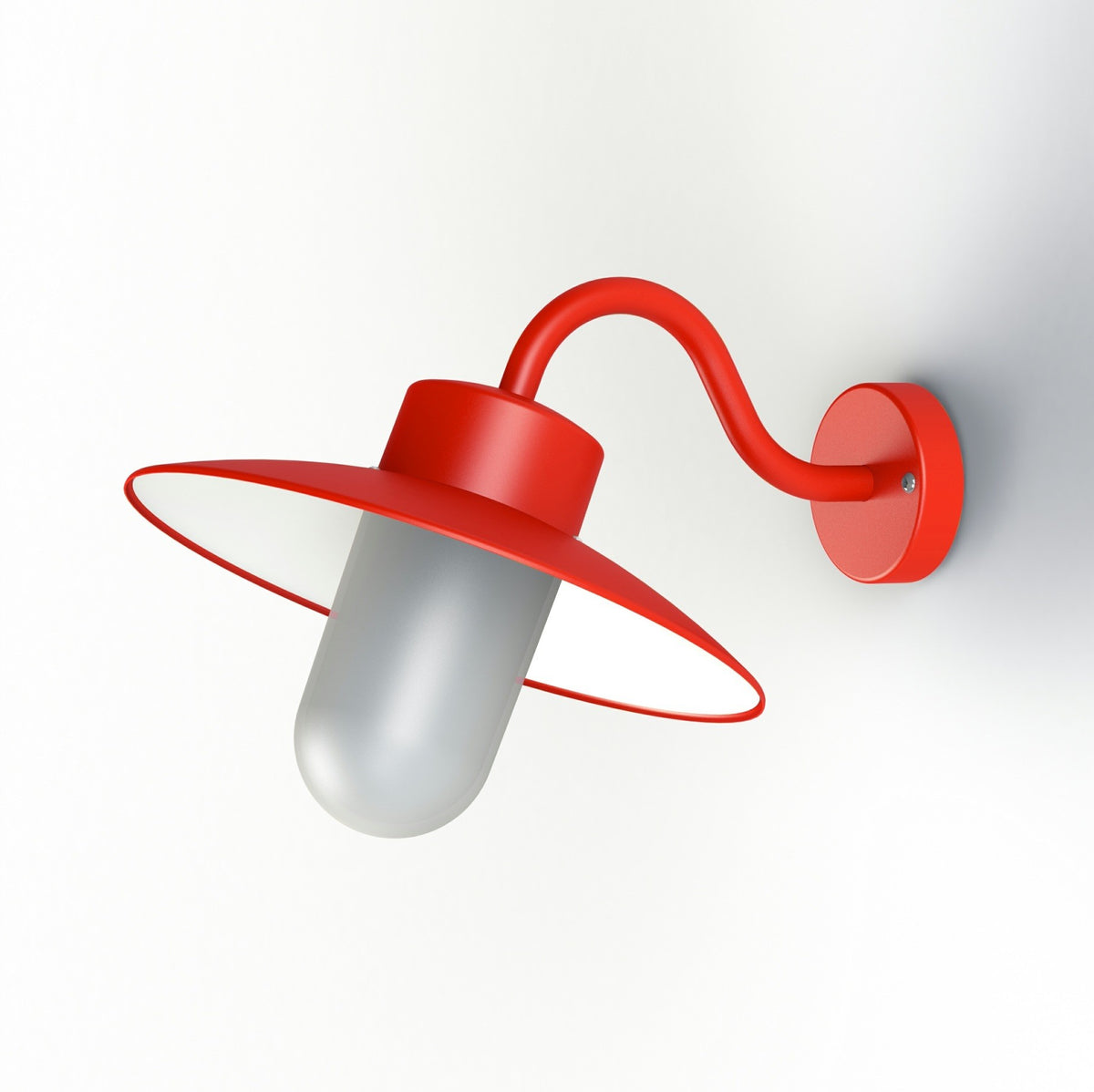 Roger Pradier Belcour vägglampa N°1, trafikröd, frostat glas