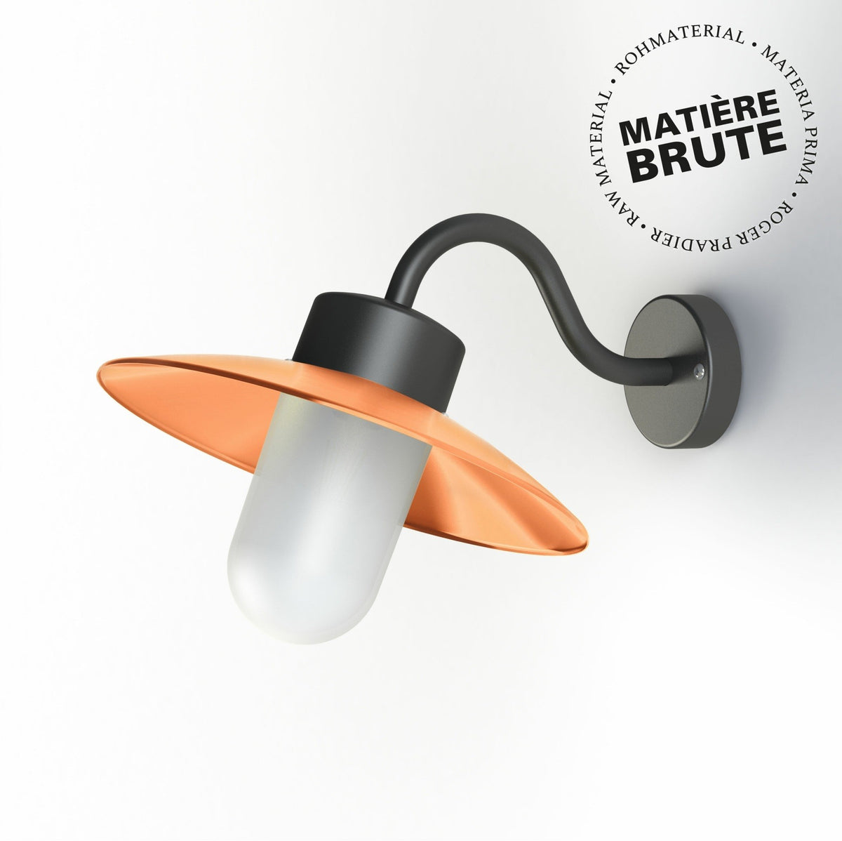 Roger Pradier Belcour vägglampa N°1, rå koppar, frostat glas
