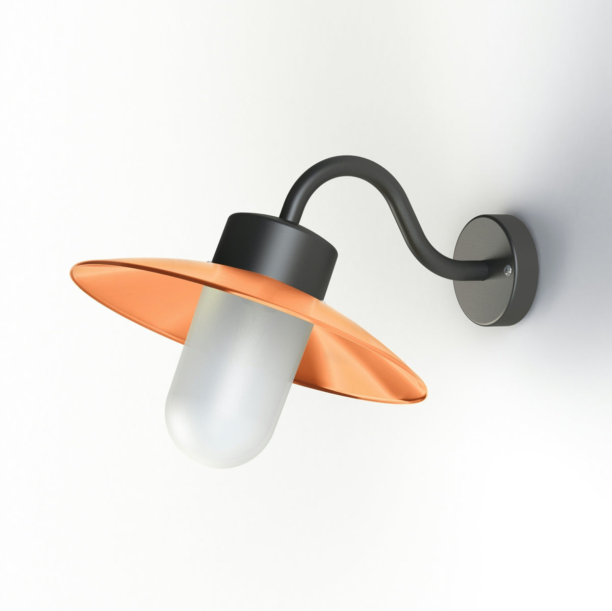 Roger Pradier Belcour vägglampa N°1, borstad lackerad koppar, frostat glas