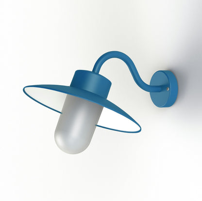 Roger Pradier Belcour vägglampa N°1, matt azurblå, frostat glas