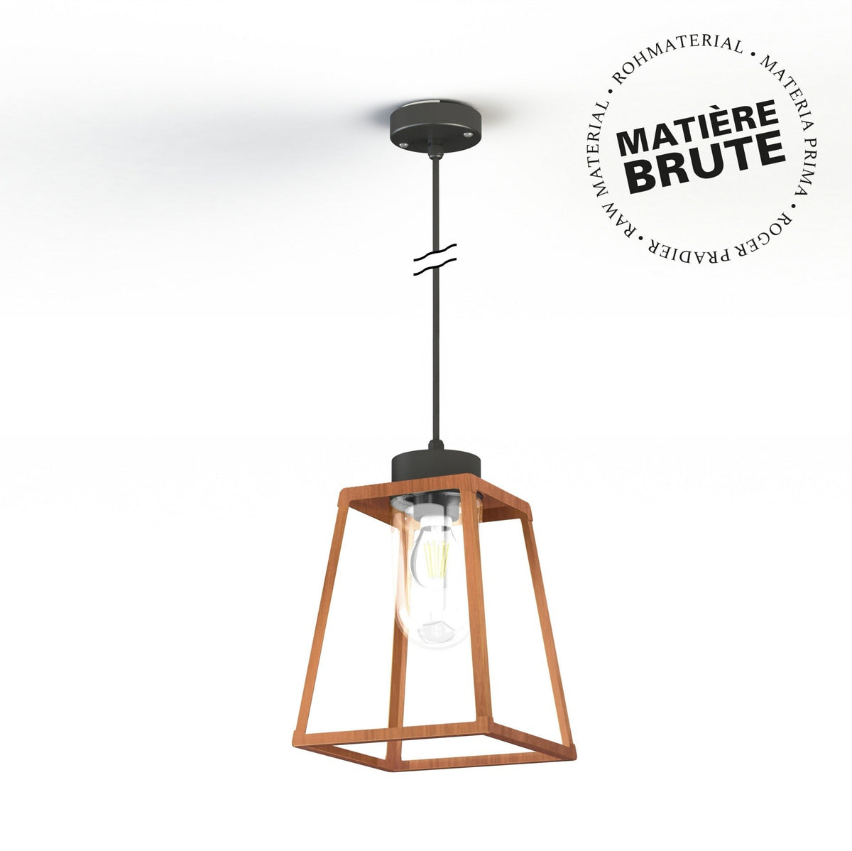 Roger Pradier Lampiok 1 taklampa N°4, rå koppar, klart glas