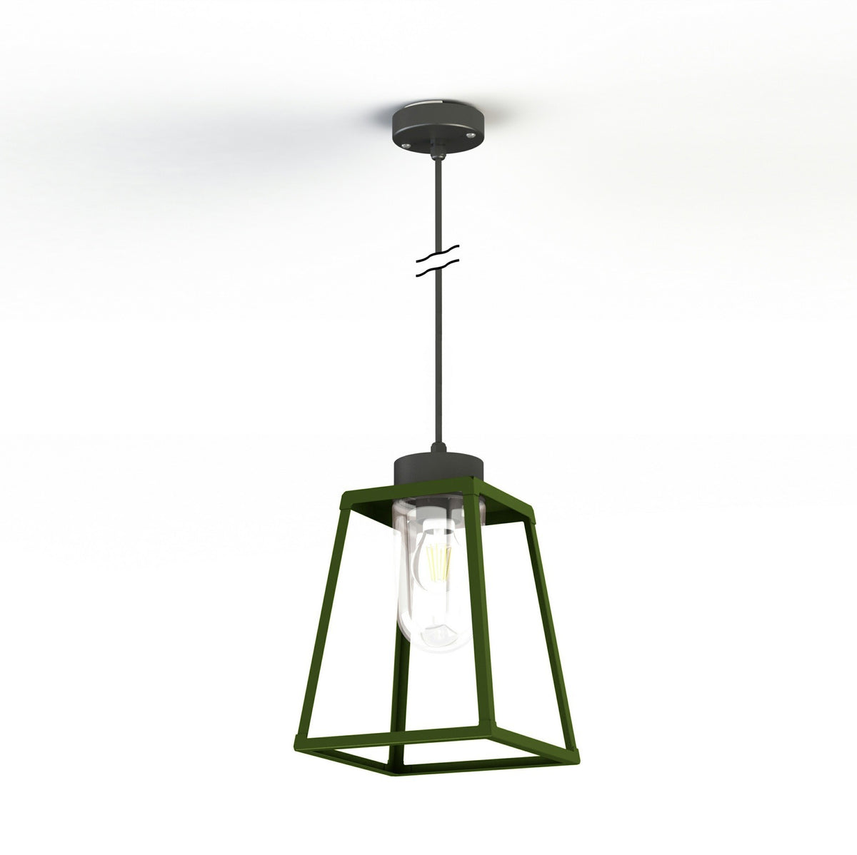 Roger Pradier Lampiok 1 taklampa N°4, ormbunksgrön, klart glas