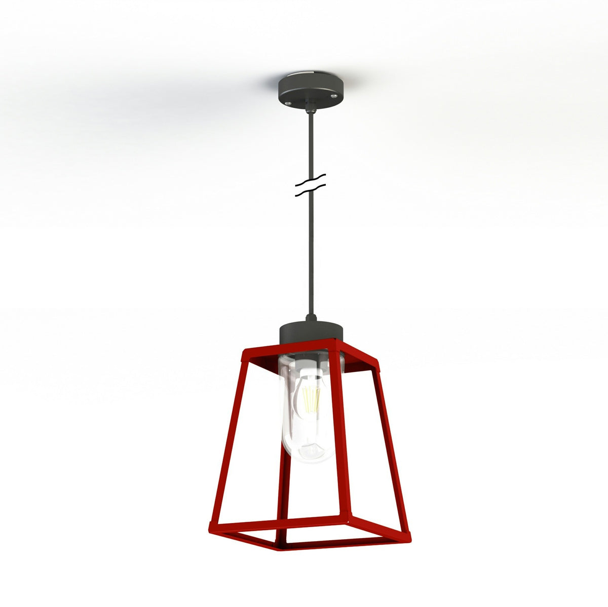 Roger Pradier Lampiok 1 taklampa N°4, tomatröd, klart glas