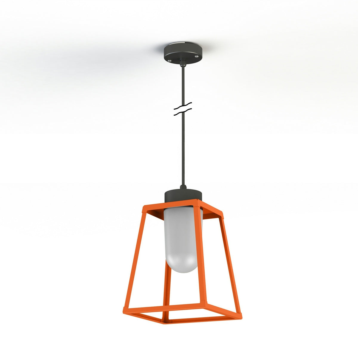 Roger Pradier Lampiok 1 taklampa N°4, orange, frostat glas