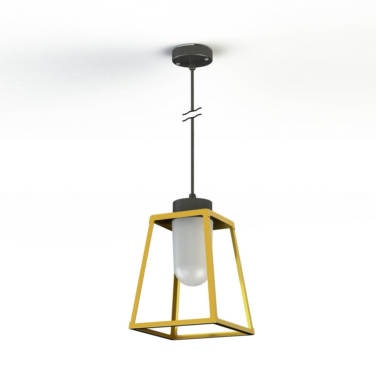 Roger Pradier Lampiok 1 taklampa N°4, lackerad mässing, frostat glas