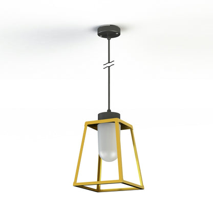 Roger Pradier Lampiok 1 taklampa N°4, lackerad mässing, frostat glas