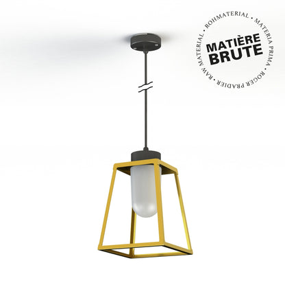 Roger Pradier Lampiok 1 taklampa N°4, rå mässing, frostat glas