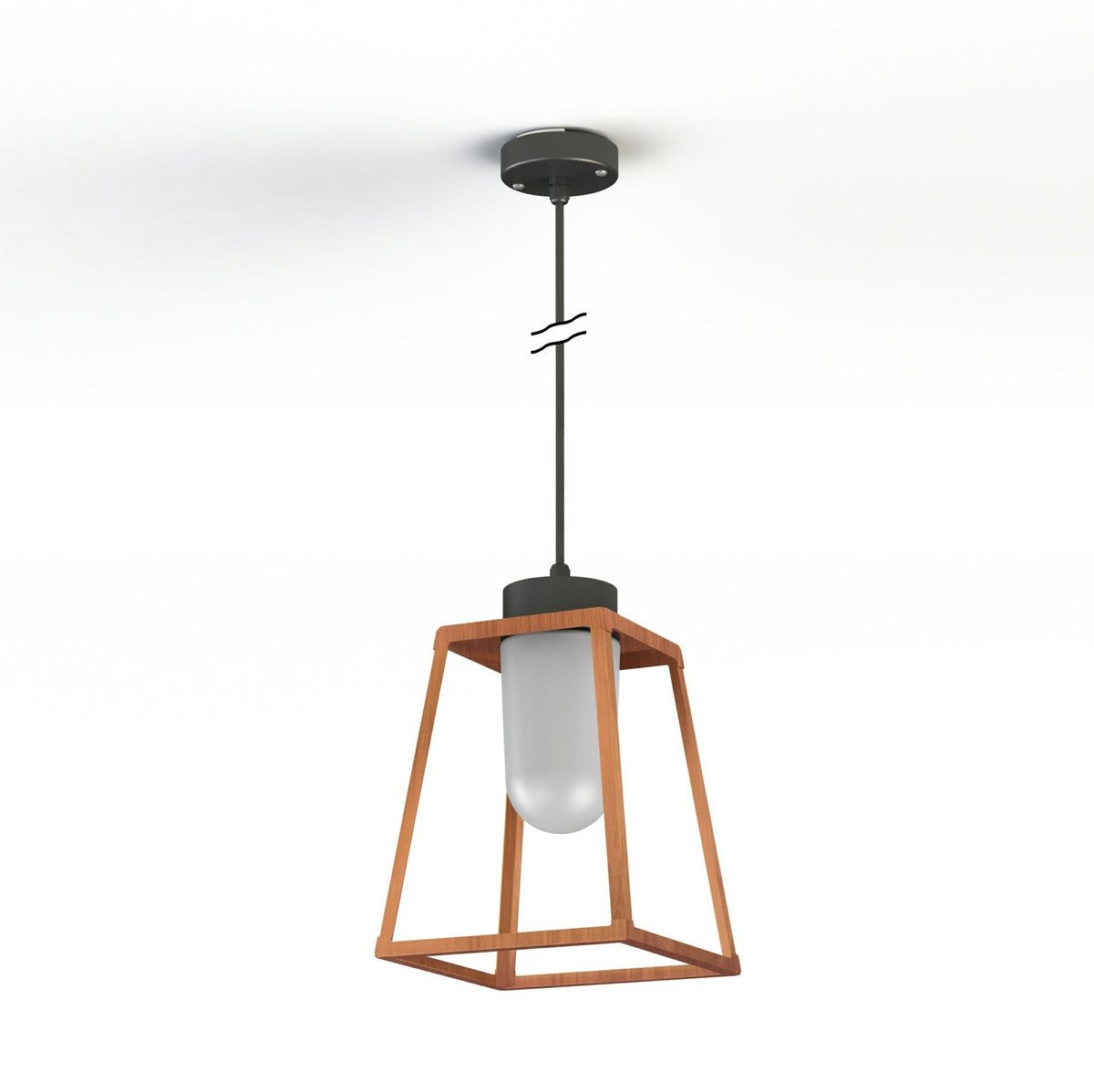 Roger Pradier Lampiok 1 taklampa N°4, patinerad lackerad koppar, frostat glas