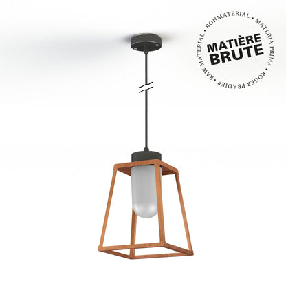 Roger Pradier Lampiok 1 taklampa N°4, rå koppar, frostat glas