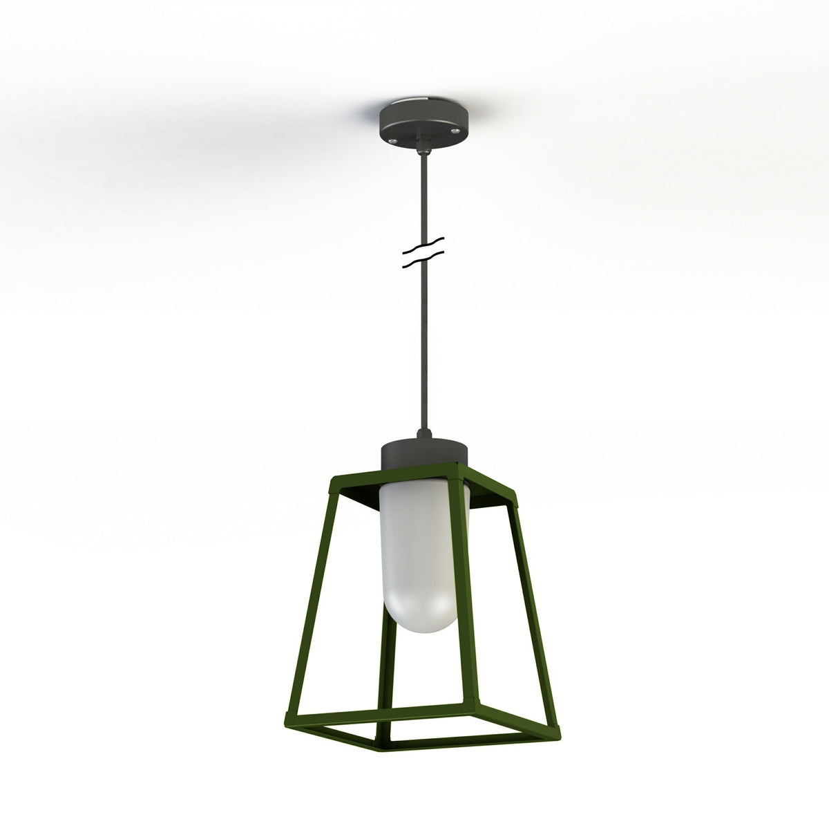 Roger Pradier Lampiok 1 taklampa N°4, ormbunksgrön, frostat glas
