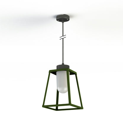 Roger Pradier Lampiok 1 taklampa N°4, ormbunksgrön, frostat glas