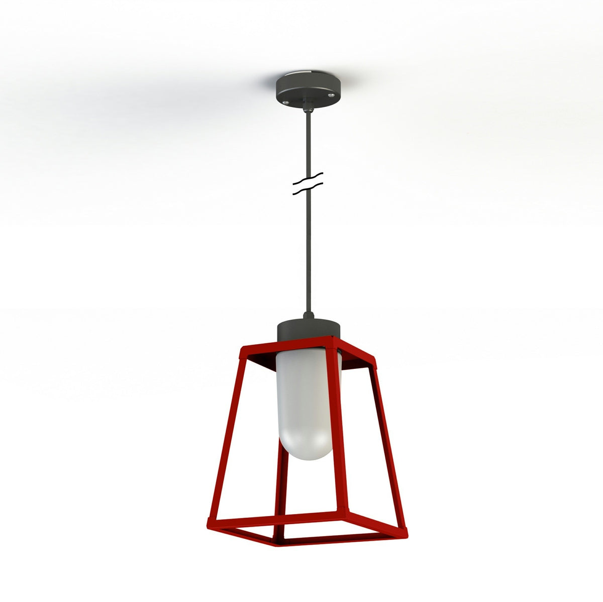 Roger Pradier Lampiok 1 taklampa N°4, tomatröd, frostat glas
