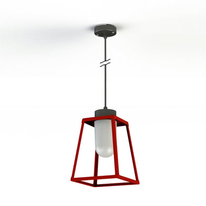 Roger Pradier Lampiok 1 taklampa N°4, tomatröd, frostat glas