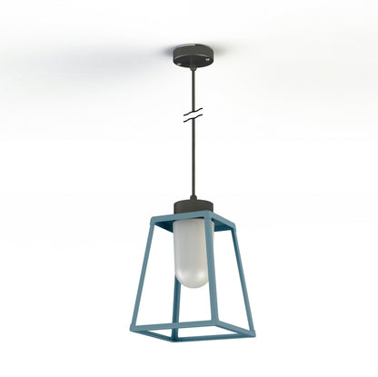 Roger Pradier Lampiok 1 taklampa N°4, blå, frostat glas