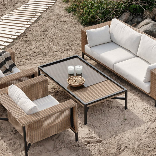 Shell soffgrupp Rustik/Teddy Rice - Skyltexemplar (2 fåtöljer + 2,5-sits soffa + soffbord)